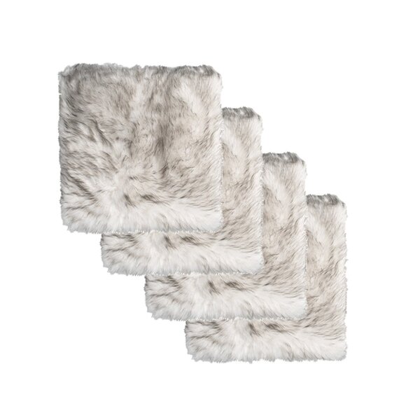 Luxe Home Decor Laredo Faux Sheepskin Chair Pad | 4-Piece | Grey | 17"x17" - Picture 1 of 4